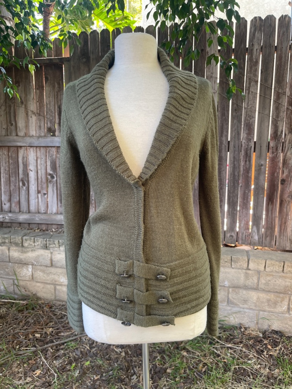 Barneys New York Green Shawl Collar Women’s Sweater Cardigan Classic Luxury M
